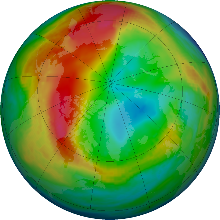 Arctic ozone map for 24 January 1990